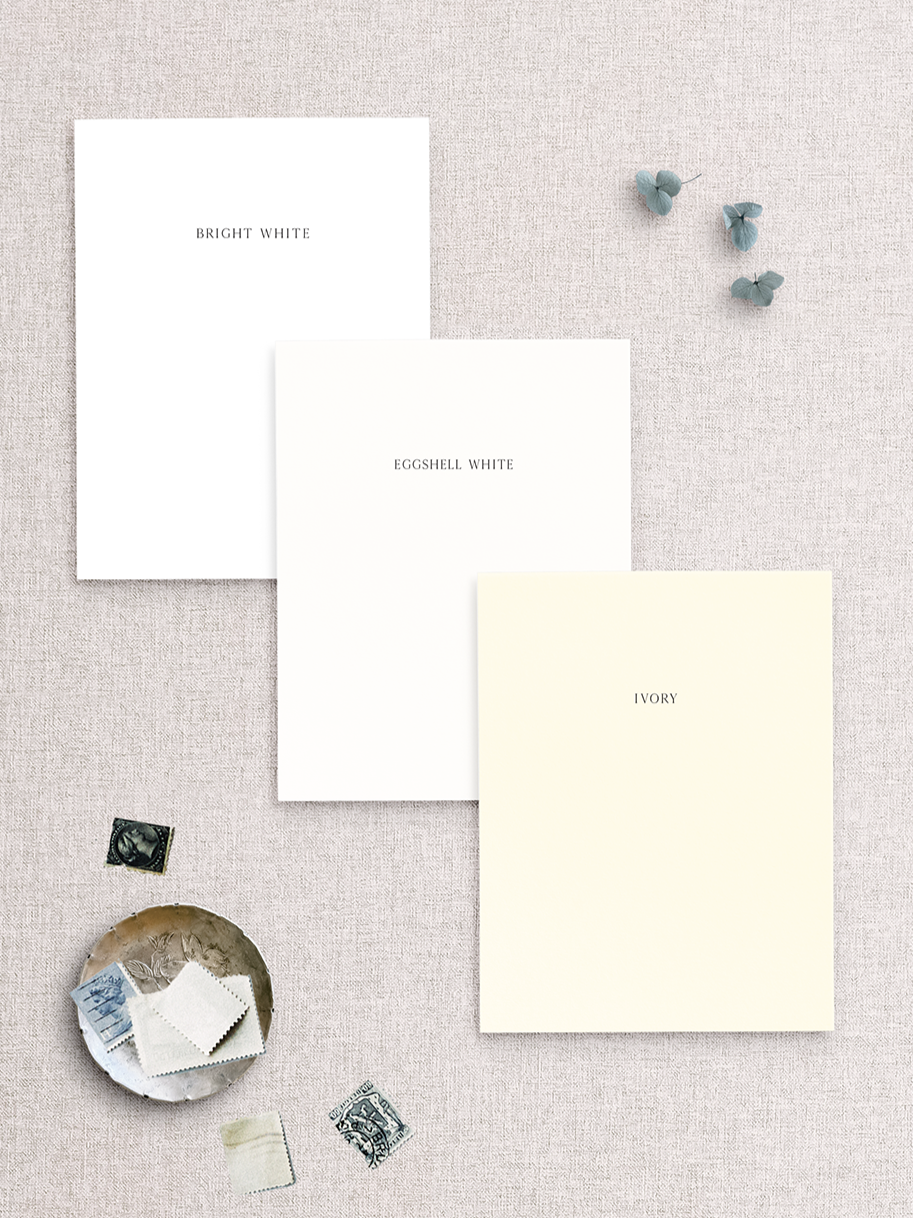 Paper stock color options for the Stone Hill Paperie semi-custom collection.